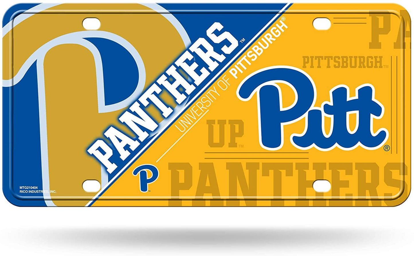 University of Pittsburgh Panthers Pitt Metal Auto Tag License Plate, Split Design, 6x12 Inch by Fielders Choice