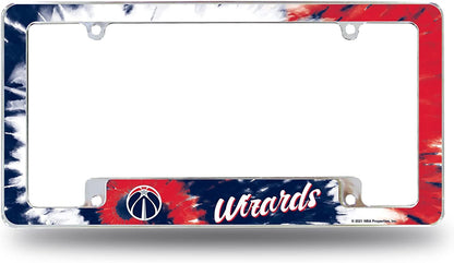 Washington Wizards Metal License Plate Frame Chrome Tag Cover Tie Dye Design 6x12 Inch by Fielders Choice
