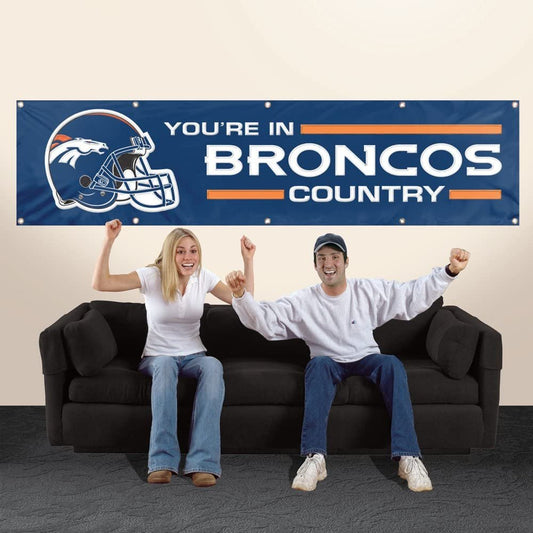 Denver Broncos Huge 8x2 Feet Banner Flag Metal Grommets by Fielders Choice
