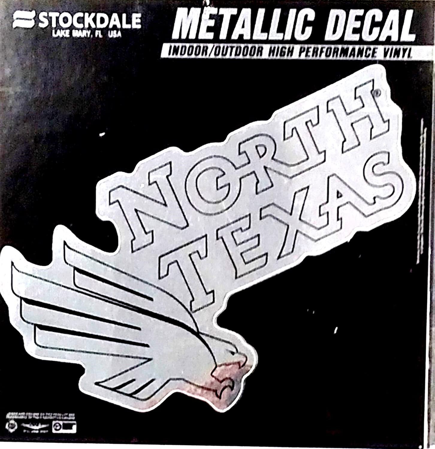 University of North Texas Mean Green 6 Inch Decal Sticker, Metallic Chrome Shimmer Design by Fielders Choice
