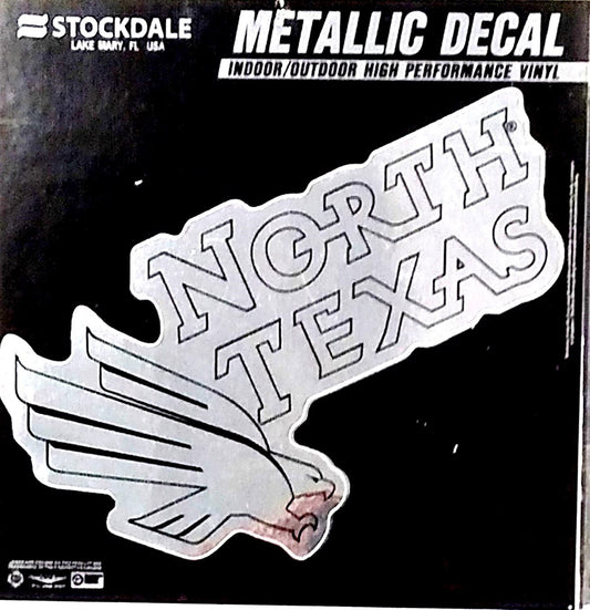 University of North Texas Mean Green 6 Inch Decal Sticker, Metallic Chrome Shimmer Design by Fielders Choice