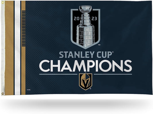 Vegas Golden Knights 2023 Stanley Cup Champions 2023 NBA Champions 3x5 Feet Banner Flag Single Sided, Indoor or Outdoor Use, Metal Grommets by Fielders Choice