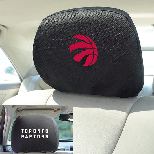Toronto Raptors Pair of Premium Auto Head Rest Covers, Embroidered, Black Elastic, 14x10 Inch by Fielders Choice