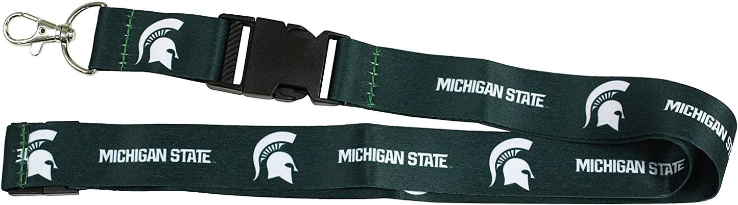 Michigan State University Spartans Lanyard Keychain Double Sided Breakaway Safety Design Adult 18 Inch by Fielders Choice