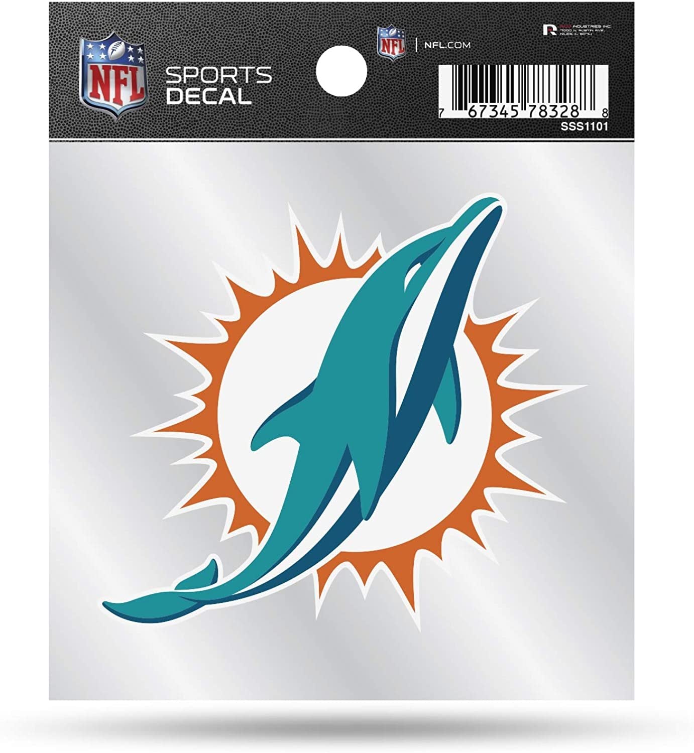 Miami Dolphins 4x4 Inch Die Cut Decal Sticker, Primary Logo, Clear Backing by Fielders Choice