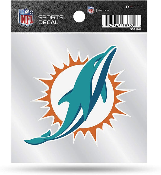 Miami Dolphins 4x4 Inch Die Cut Decal Sticker, Primary Logo, Clear Backing by Fielders Choice