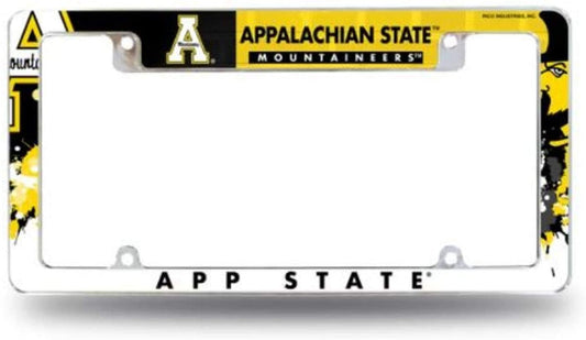 Appalachian State University Mountaineers Metal License Plate Frame Tag Cover, All Over Design, 12x6 Inch by Fielders Choice