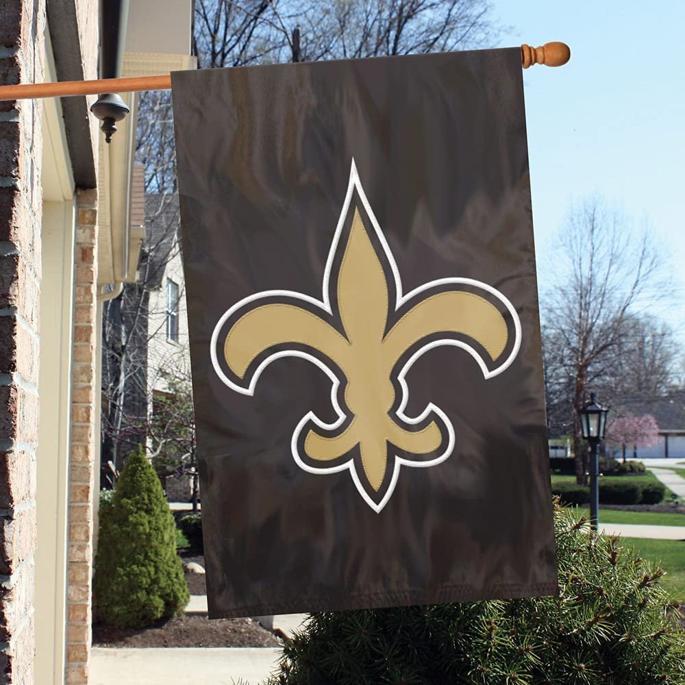 New Orleans Saints Double Sided Banner Flag Embroidered Applique 44x28 Inch by Fielders Choice