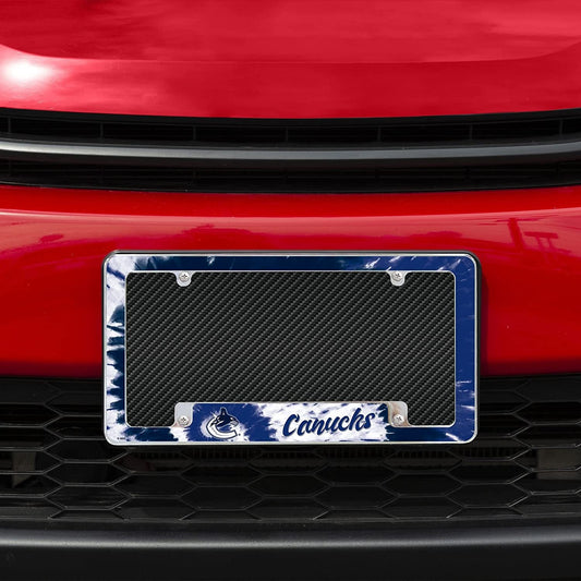 Vancouver Canucks Metal License Plate Frame Chrome Tag Cover Tie Dye Design 6x12 Inch by Fielders Choice