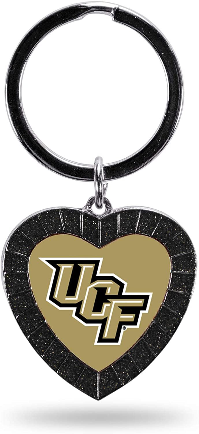 NCAA Central Florida Golden Knights NCAA Rhinestone Heart Colored Keychain, Black, 3-inches in length by Fielders Choice