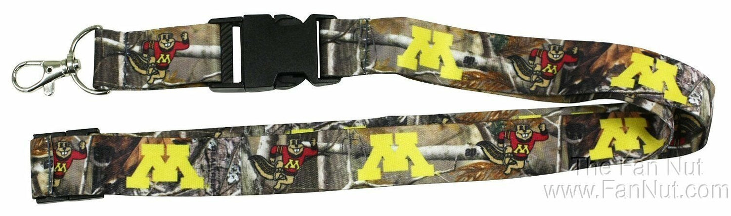University of Minnesota Gophers Camo Lanyard Keychain Double Sided Breakaway Safety Design Adult 18 Inch by Fielders Choice