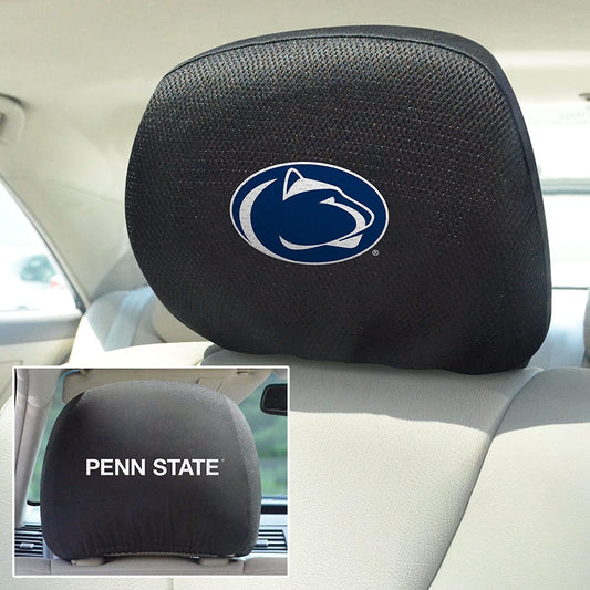 Penn State University Nittany Lions Pair of Premium Auto Head Rest Covers, Embroidered, Black Elastic, 14x10 Inch by Fielders Choice
