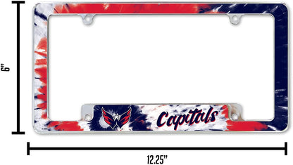Washington Capitals Metal License Plate Frame Chrome Tag Cover Tie Dye Design 6x12 Inch by Fielders Choice