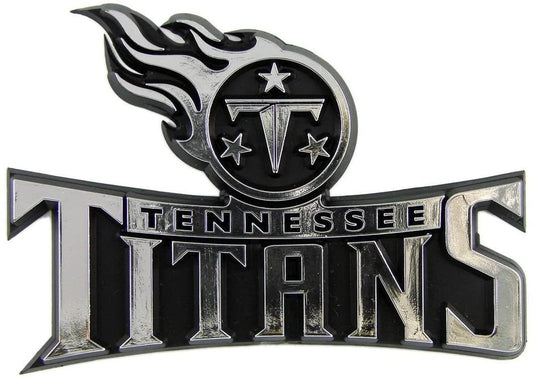 Tennessee Titans Auto Emblem, Silver Chrome Color, Raised Molded Shape Cut Plastic, Adhesive Tape Backing by Fielders Choice