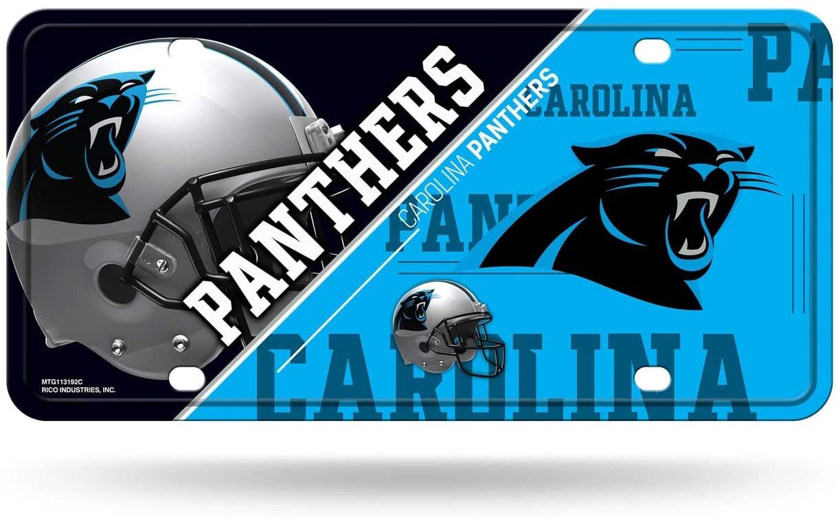Carolina Panthers Metal Auto Tag License Plate, Split Design, 6x12 Inch by Fielders Choice