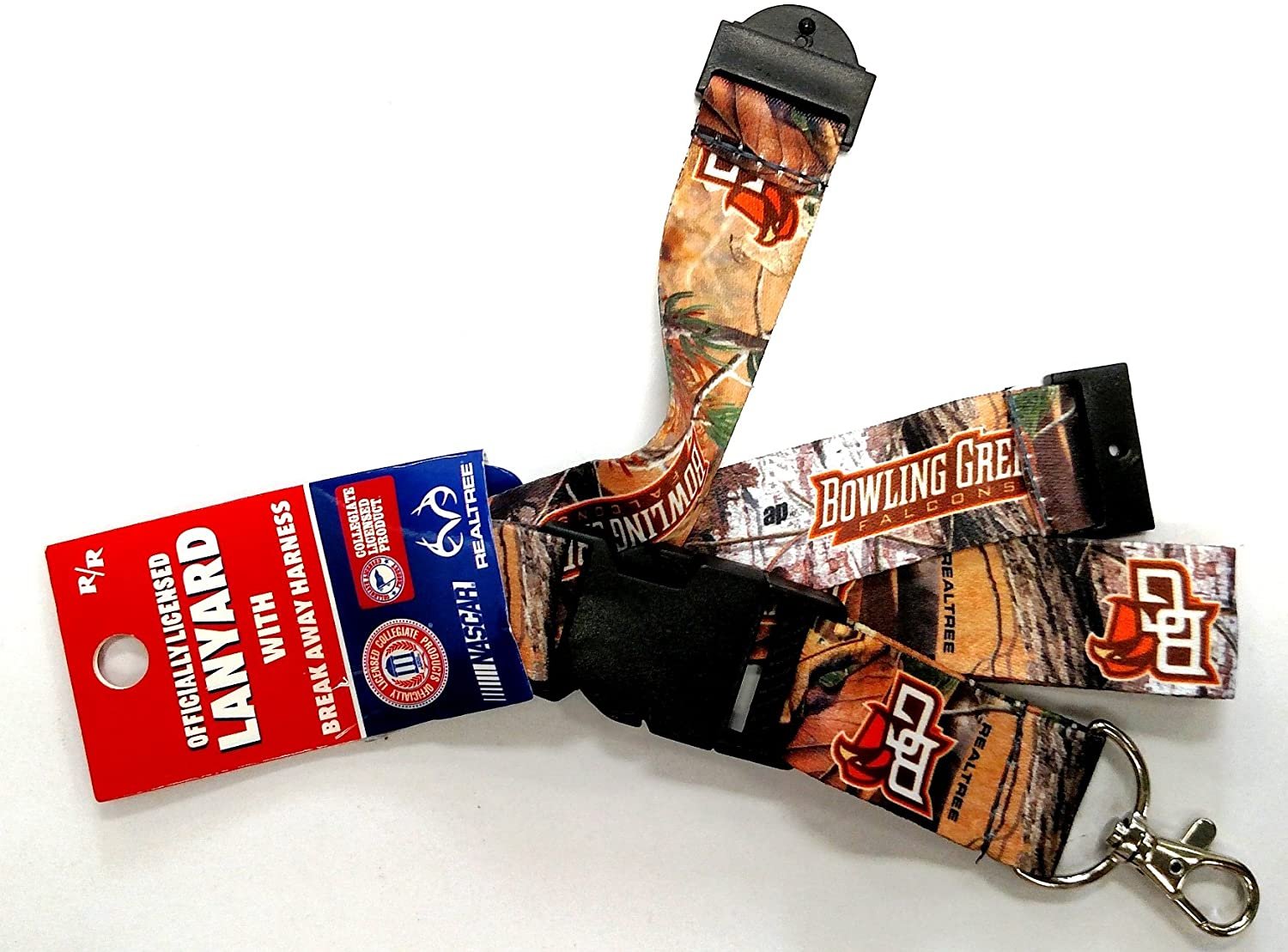 Bowling Green University Falcons Camo Lanyard Keychain Double Sided Breakaway Safety Design Adult 18 Inch by Fielders Choice
