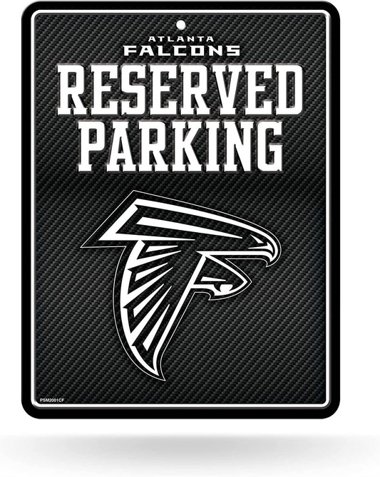 Atlanta Falcons Metal Parking Novelty Wall Sign 8.5 x 11 Inch Carbon Fiber Design by Fielders Choice