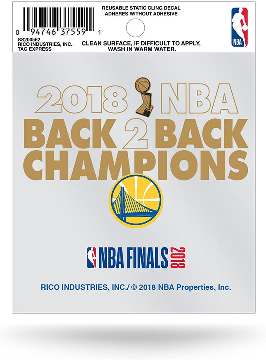 Golden State Warriors 2018 Champions 3 Inch Flat Static Cling Decal by Fielders Choice