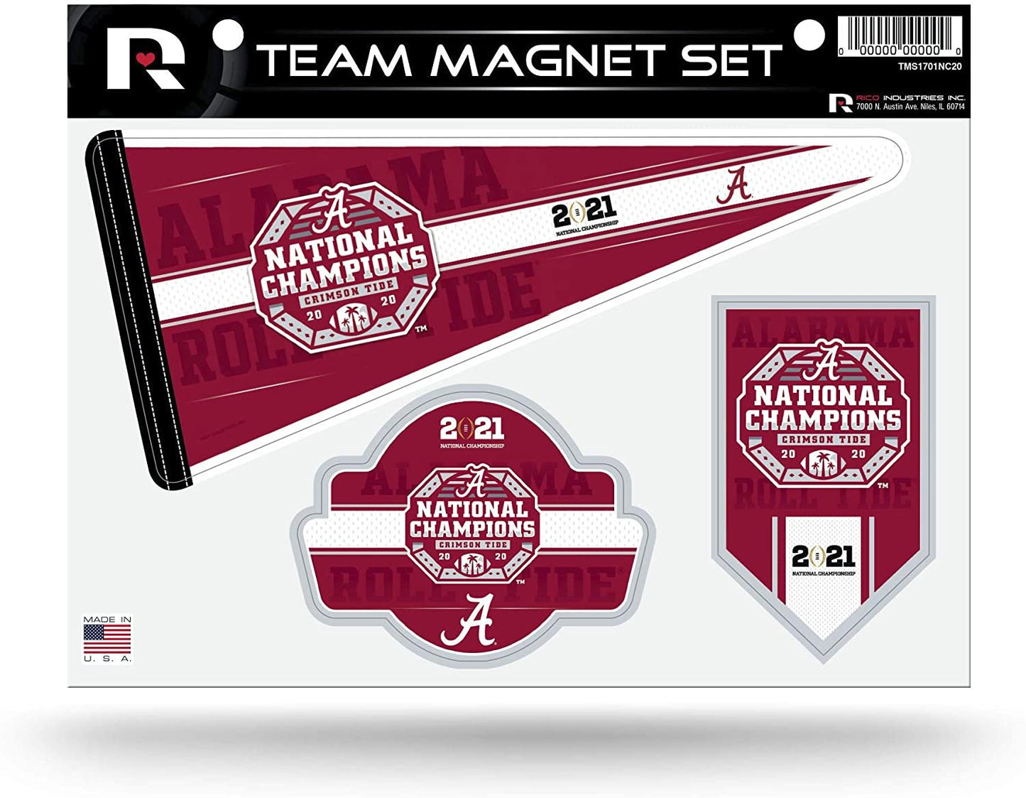 Alabama Crimson Tide University of 2020 Champions Die Cut Team Magnet Set Sheet by Fielders Choice