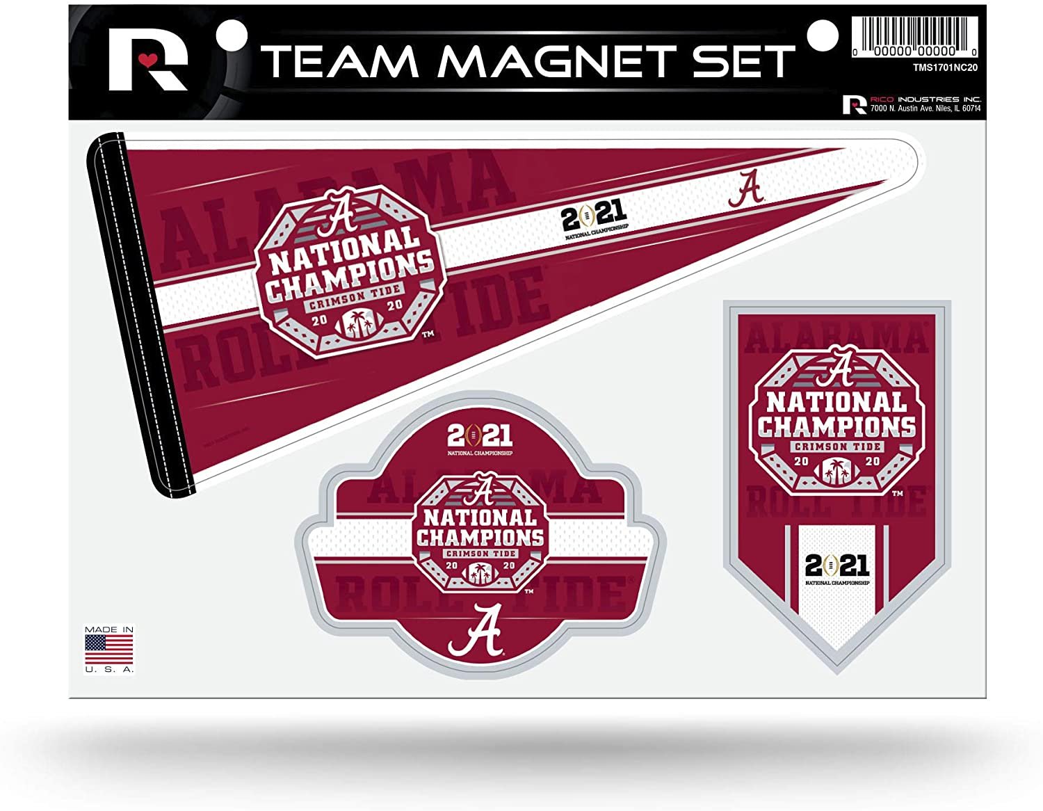 Alabama Crimson Tide University of 2020 Champions Die Cut Team Magnet Set Sheet by Fielders Choice