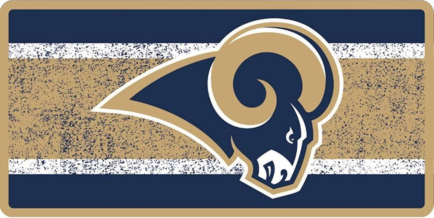 Los Angeles Rams Premium Laser Cut Tag License Plate, Vintage Design, Mirrored Acrylic, 6x12 Inch by Fielders Choice
