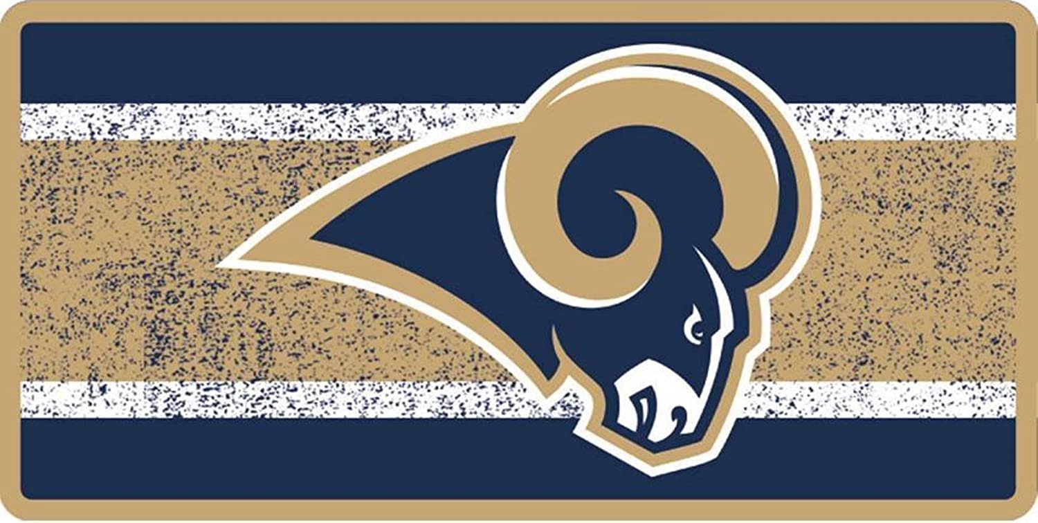 Los Angeles Rams Premium Laser Cut Tag License Plate, Vintage Design, Mirrored Acrylic, 6x12 Inch by Fielders Choice