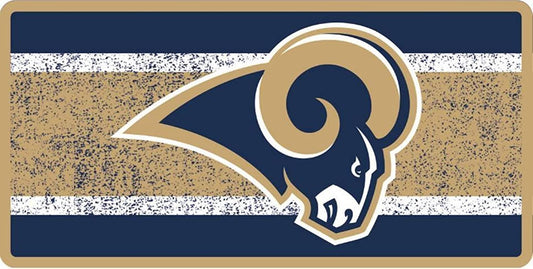 Los Angeles Rams Premium Laser Cut Tag License Plate, Vintage Design, Mirrored Acrylic, 6x12 Inch by Fielders Choice