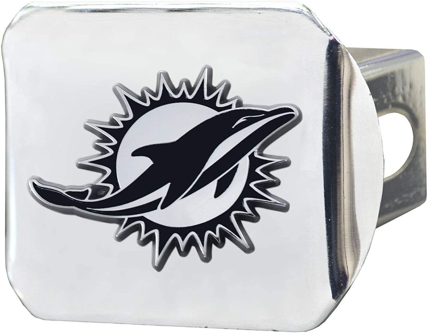 Miami Dolphins Hitch Cover Solid Metal with Raised Chrome Metal Emblem 2" Square Type III by Fielders Choice