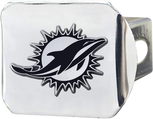 Miami Dolphins Hitch Cover Solid Metal with Raised Chrome Metal Emblem 2" Square Type III by Fielders Choice