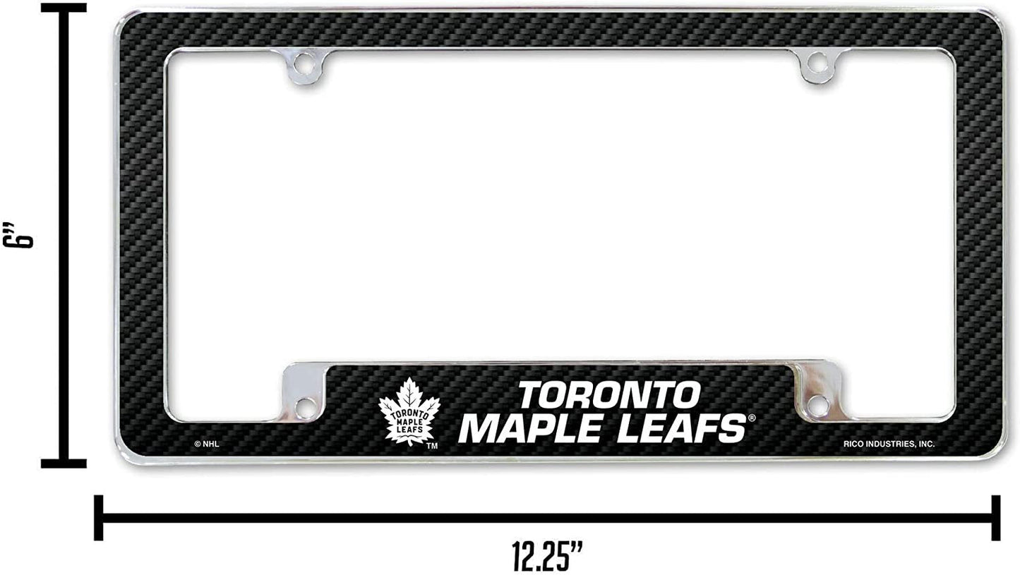 Toronto Maple Leafs Metal License Plate Frame Chrome Tag Cover Carbon Fiber Design 6x12 Inch by Fielders Choice