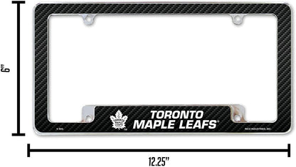 Toronto Maple Leafs Metal License Plate Frame Chrome Tag Cover Carbon Fiber Design 6x12 Inch by Fielders Choice