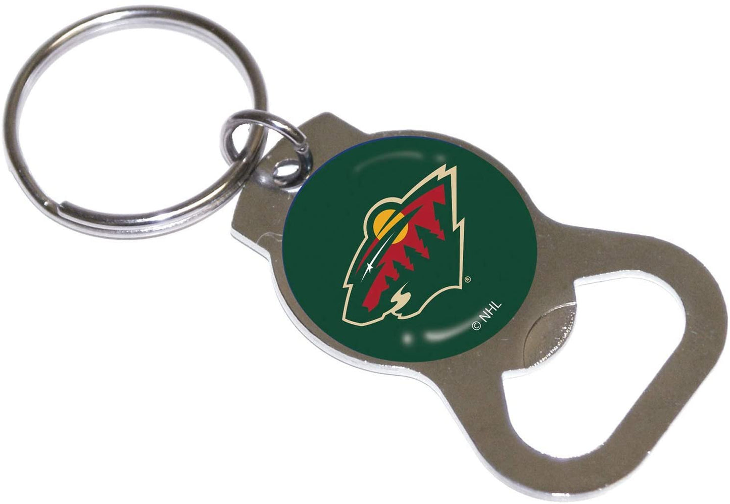 Minnesota Wild Premium Solid Metal Bottle Opener Keychain, Silver Key Ring, Team Logo by Fielders Choice
