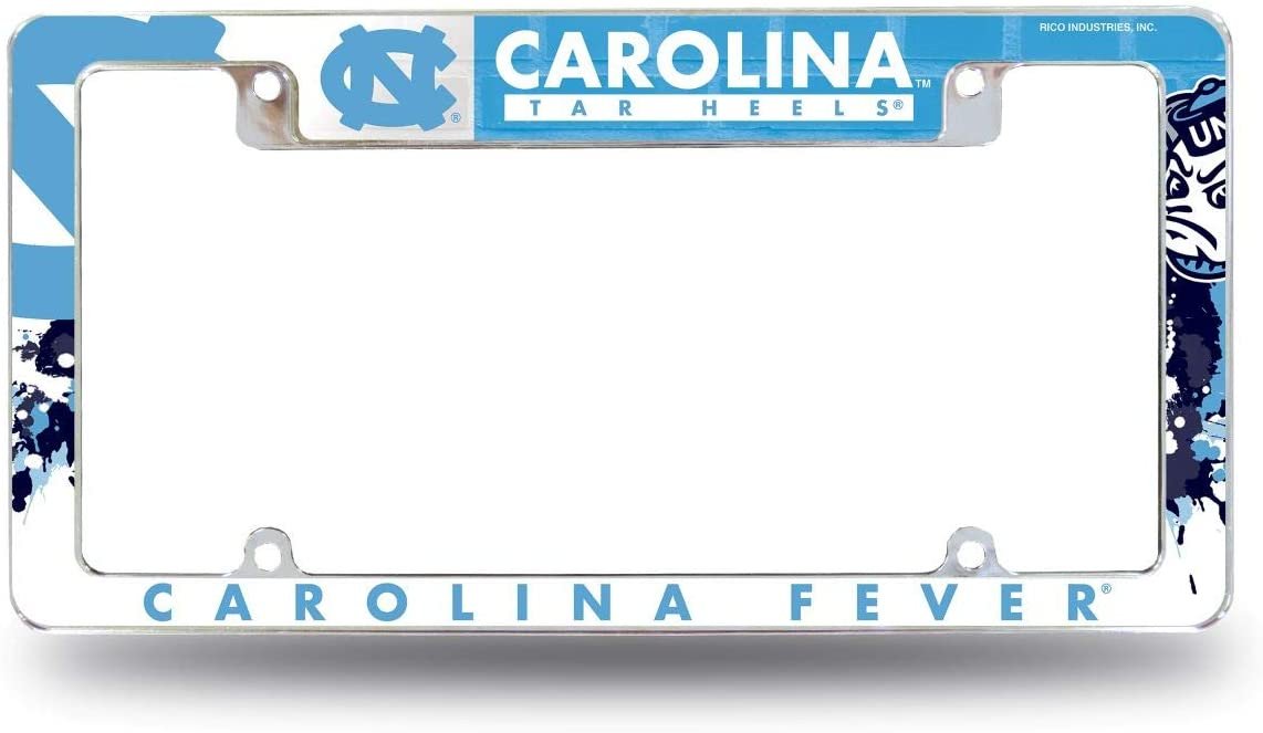 University of North Carolina Tar Heels Metal License Plate Frame Tag Cover All Over Design by Fielders Choice