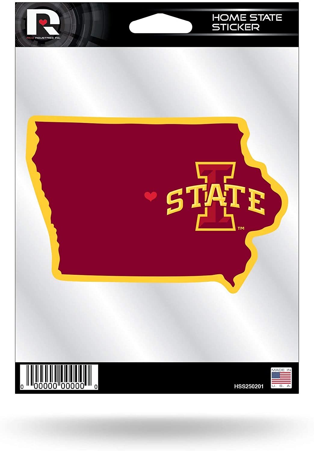 Iowa State University Cyclones 5 Inch Sticker Decal, Home State Design, Flat Vinyl, Full Adhesive Backing by Fielders Choice