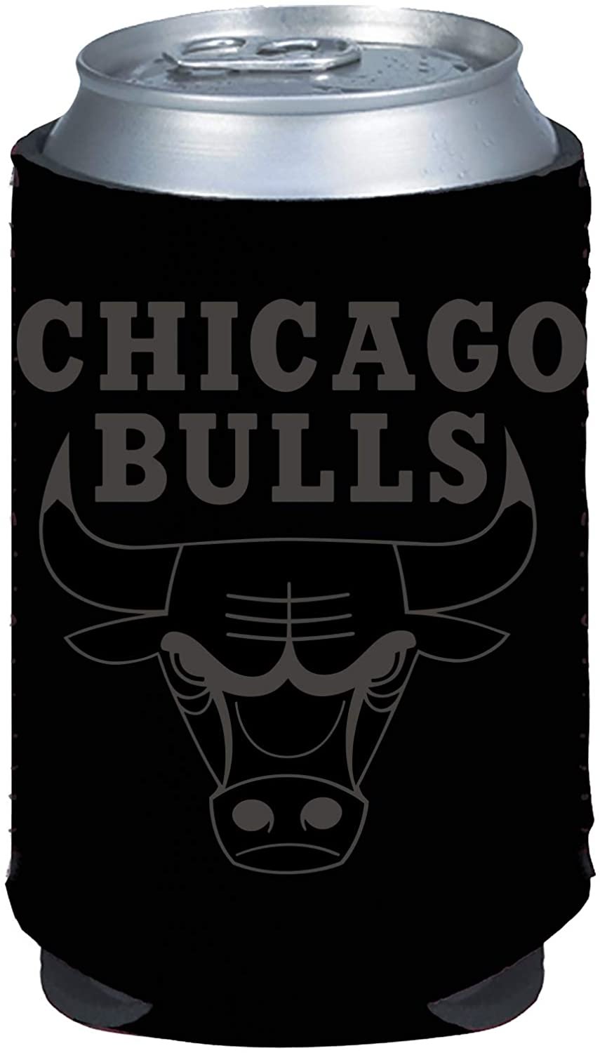 Chicago Bulls 2-Pack Tonal Black Design 12oz CAN Neoprene Beverage Insulator Holder Cooler Basketball by Fielders Choice