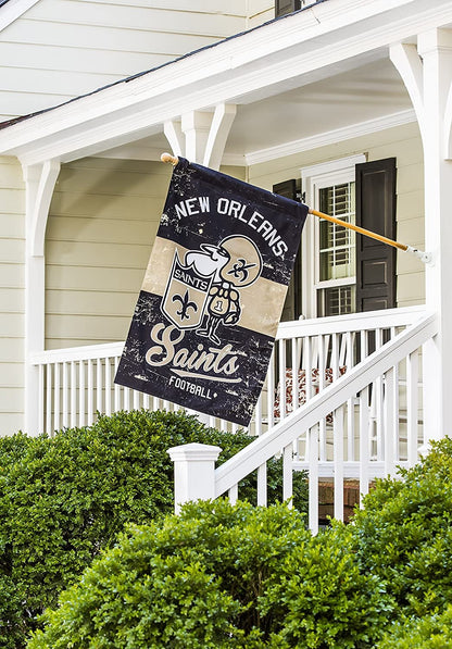 New Orleans Saints Premium House Flag Banner, Double Sided, Retro Vintage Style, Linen, 28x44 Inch by Fielders Choice