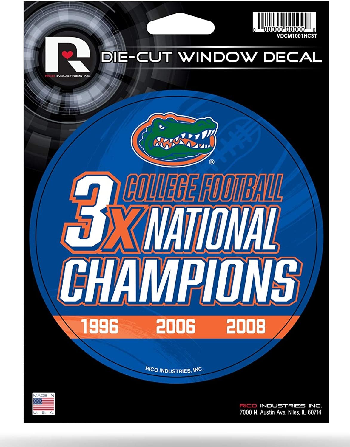 Florida Gators 5" Decal Sticker 3X Time Champions Flat Vinyl Auto Emblem College Football University of by Fielders Choice