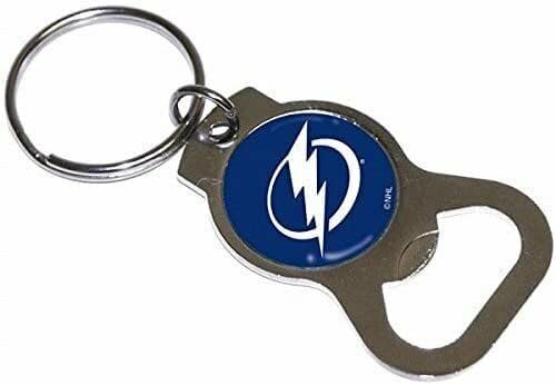 Tampa Bay Lightning Premium Solid Metal Bottle Opener Keychain, Silver Key Ring, Team Logo by Fielders Choice