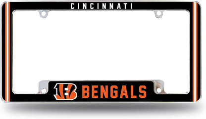 Cincinnati Bengals Metal License Plate Frame Chrome Tag Cover Alternate Design 6x12 Inch by Fielders Choice