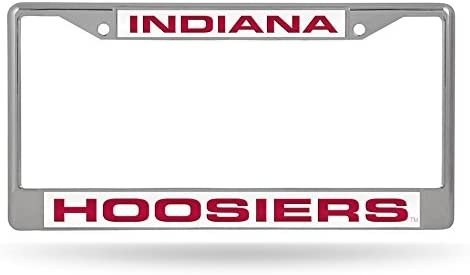 Indiana University Hoosiers Metal License Plate Frame Chrome Tag Cover Laser Mirrored Inserts by Fielders Choice
