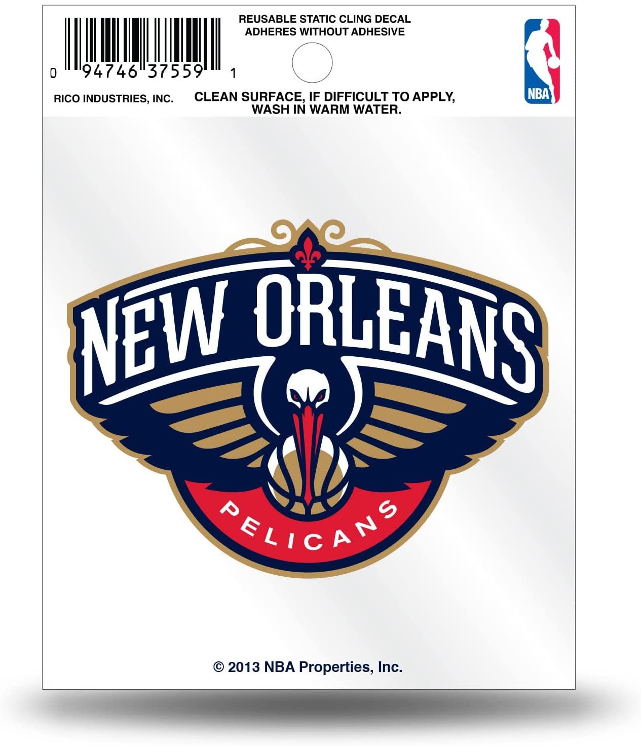 New Orleans Pelicans 3 Inch Static Cling Decal by Fielders Choice