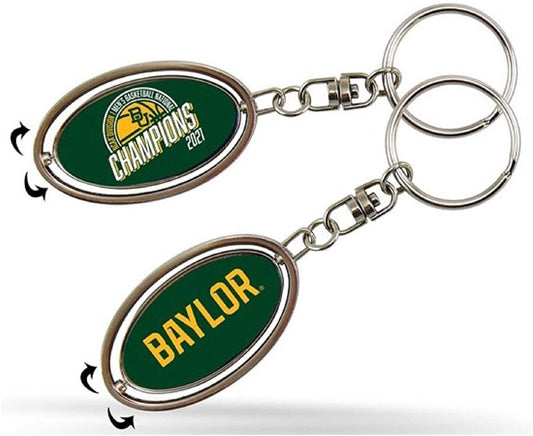 Baylor 2021 Champions Keychain Metal Oval 2-sided Spinner Key Chain University by Fielders Choice