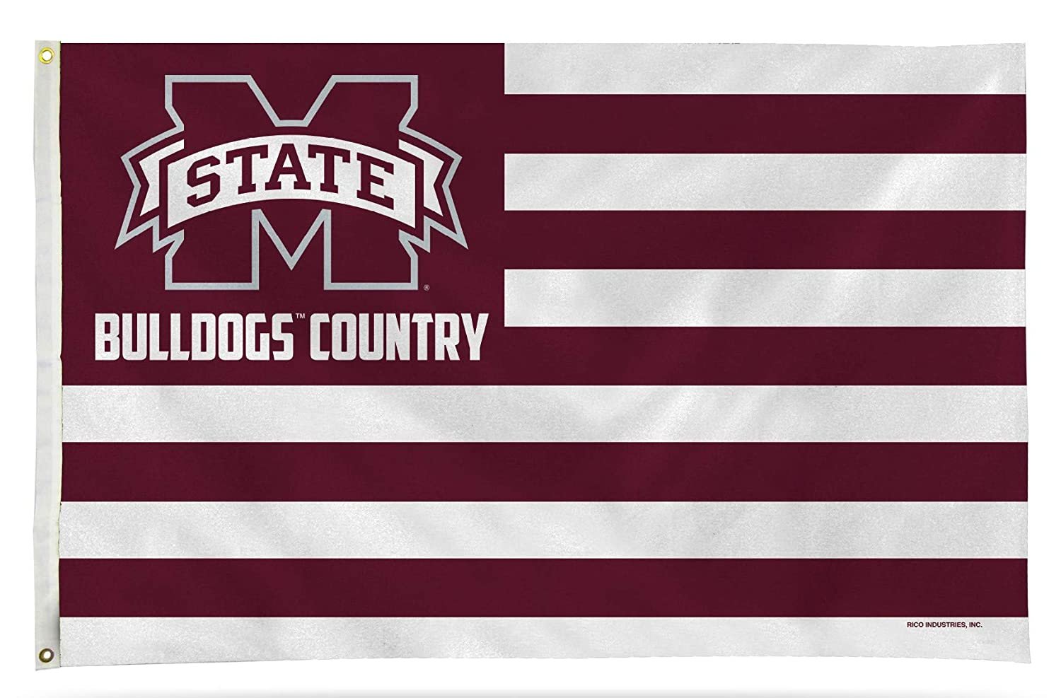 Mississippi State University Bulldogs Premium 3x5 Feet Flag Banner, Stripes Design, Metal Grommets, Outdoor Use, Single Sided by Fielders Choice