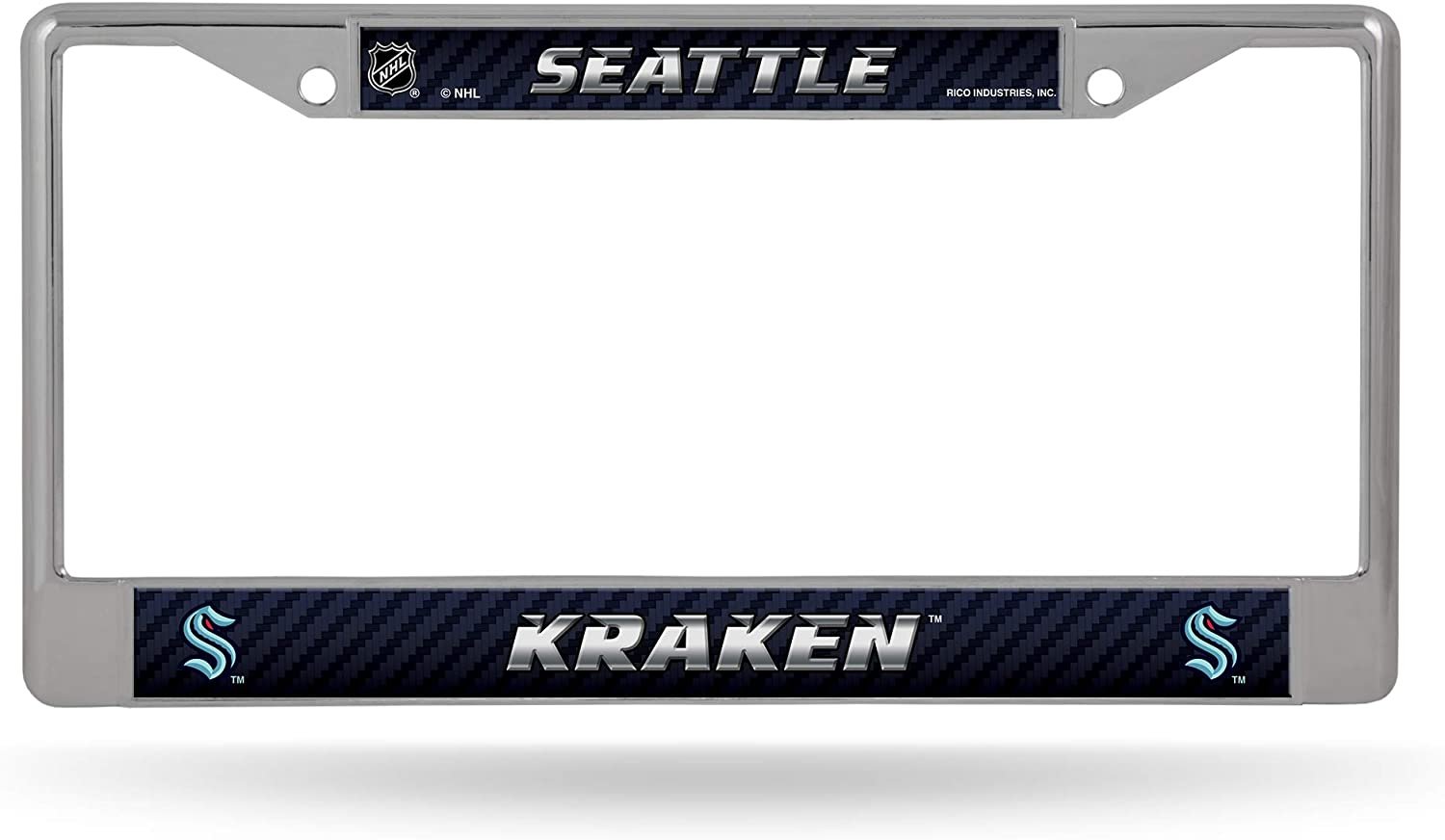 Seattle Kraken Premium Metal License Plate Frame Chrome Tag Cover, 12x6 Inch by Fielders Choice