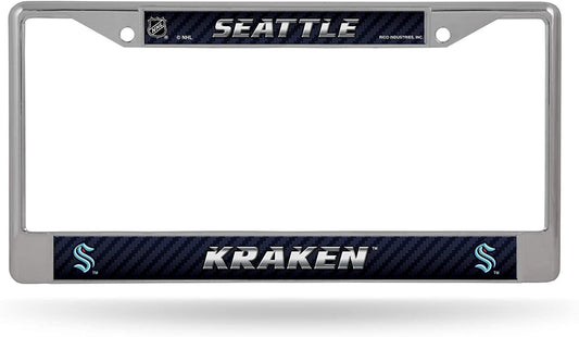 Seattle Kraken Premium Metal License Plate Frame Chrome Tag Cover, 12x6 Inch by Fielders Choice