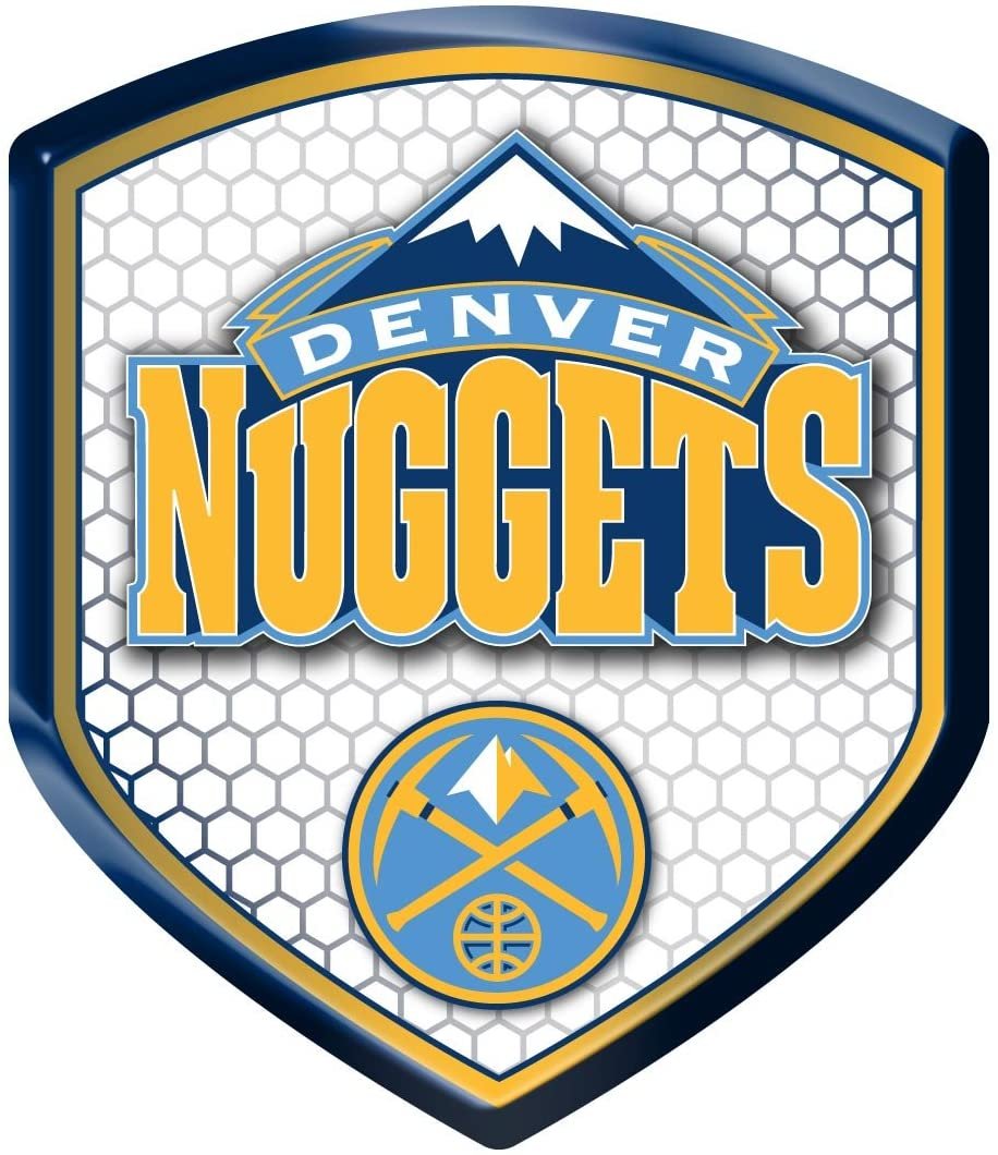 Denver Nuggets High Intensity Reflector, Shield Shape, Raised Decal Sticker, 2.5x3.5 Inch, Home or Auto, Full Adhesive Backing by Fielders Choice
