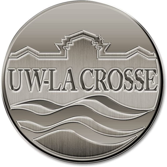 University of Wisconsin La Crosse Eagles Solid Metal Auto Emblem Antique Nickel for Car/Truck/SUV by Fielders Choice