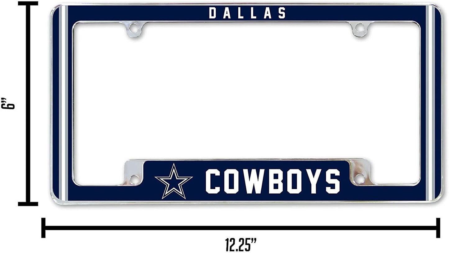 Dallas Cowboys Metal License Plate Frame Chrome Tag Cover Alternate Design 6x12 Inch by Fielders Choice
