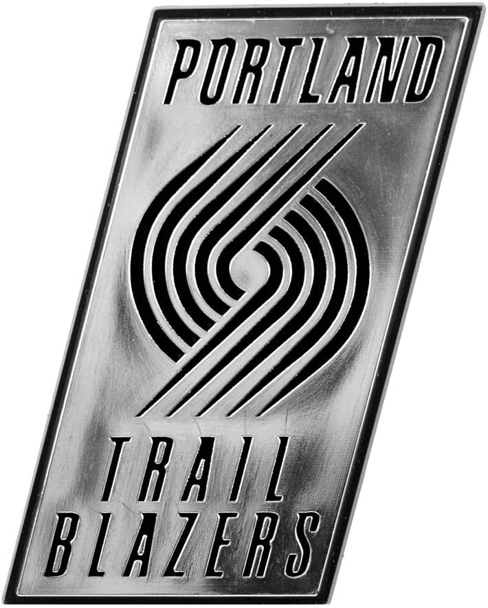 Portland Trail Blazers Auto Emblem, Silver Chrome Color, Raised Molded Shape Cut Plastic, Adhesive Tape Backing by Fielders Choice