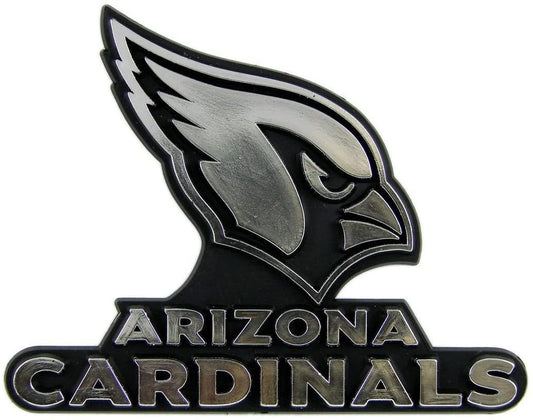 Arizona Cardinals Auto Emblem, Plastic Molded, Silver Chrome Color, Raised 3D Effect, Adhesive Backing by Fielders Choice